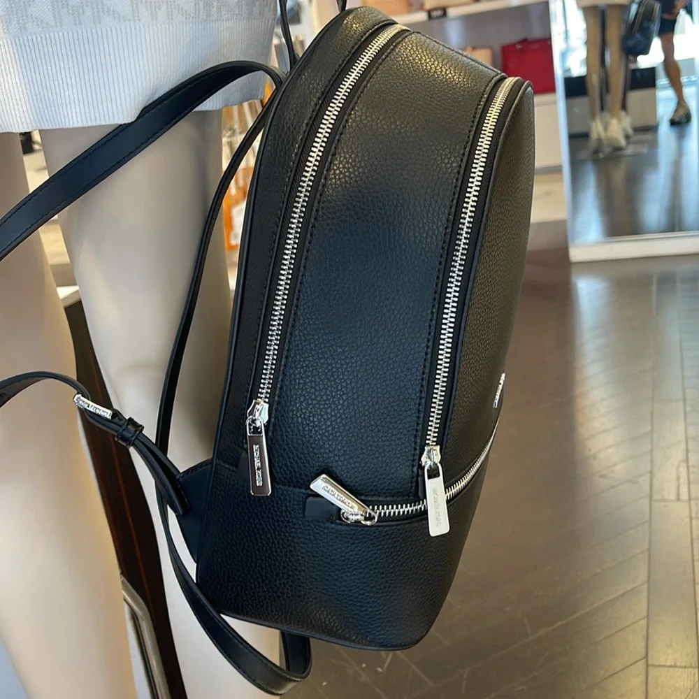 MICHAEL KORS Rhea Medium Pebbled Leather Zip Backpack
BLACK
NWT MK - Picture 15 of 16